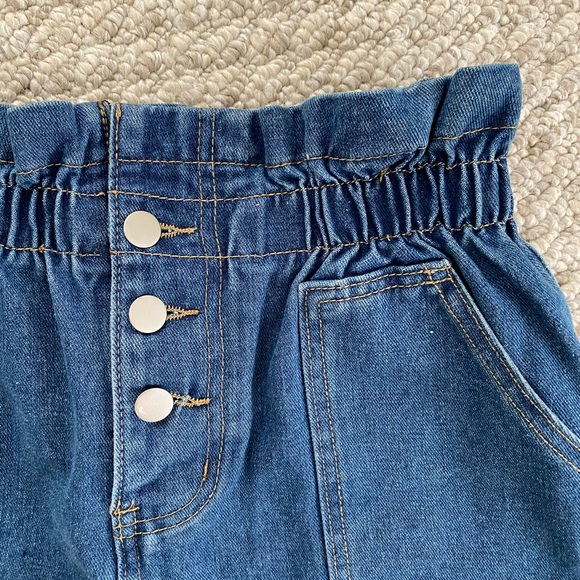 High Waist Paperbag Denim Shorts - Picture 3 of 5